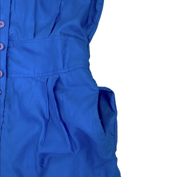 Vintage Ashleigh Morgan Sport Blue Short Sleeve Straight Leg Jumpsuit Size L - Picture 6 of 11